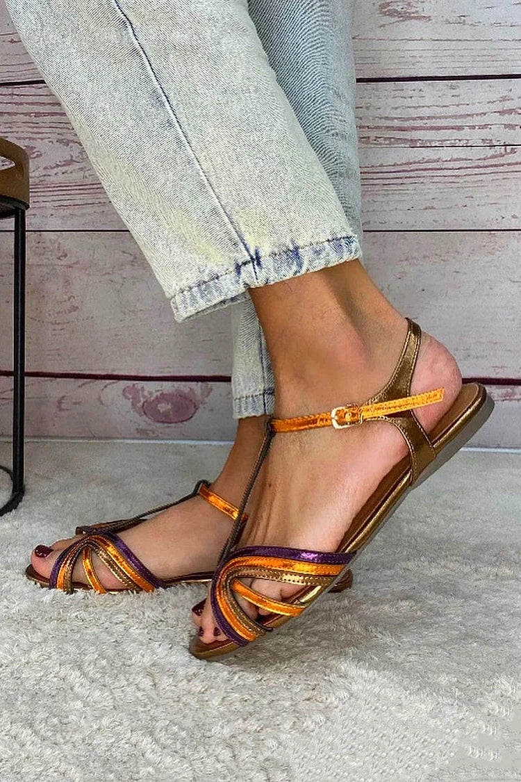 Viviana Sandals T-Bar Mediterranean Colours