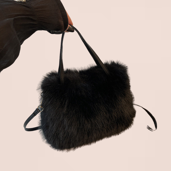 LIZZIE™ - Fashionable Imitation Fur Small Handbag with Grip Handle & Shoulder Strap