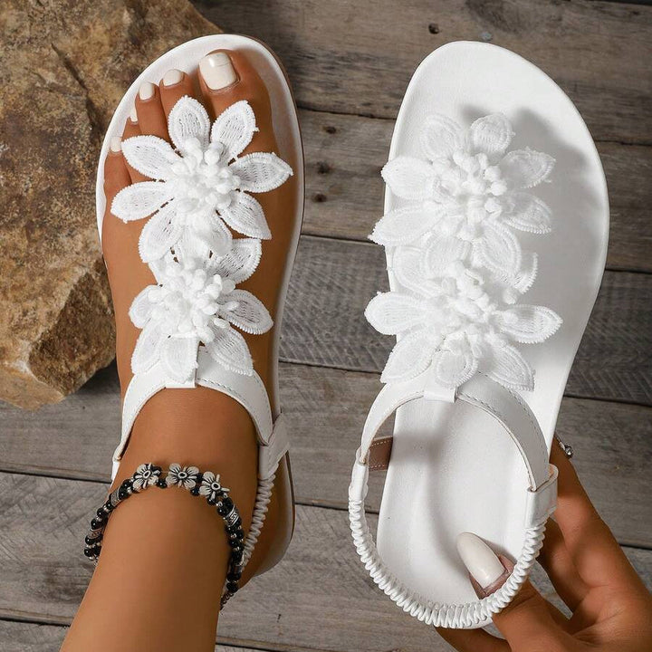 Fiorella | Flower Detail Toe-Ring Sandals