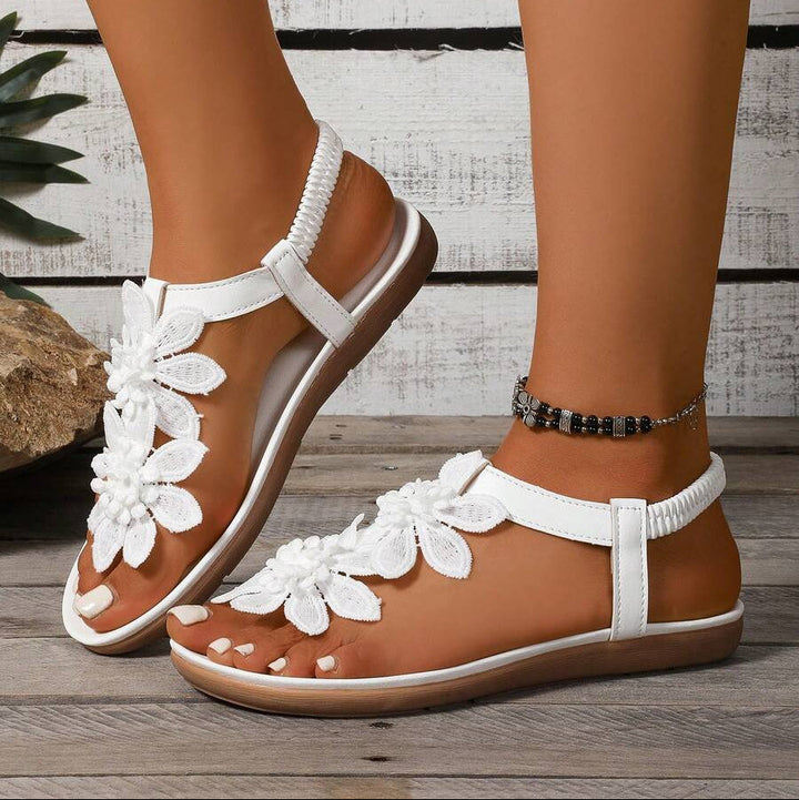 Fiorella | Flower Detail Toe-Ring Sandals
