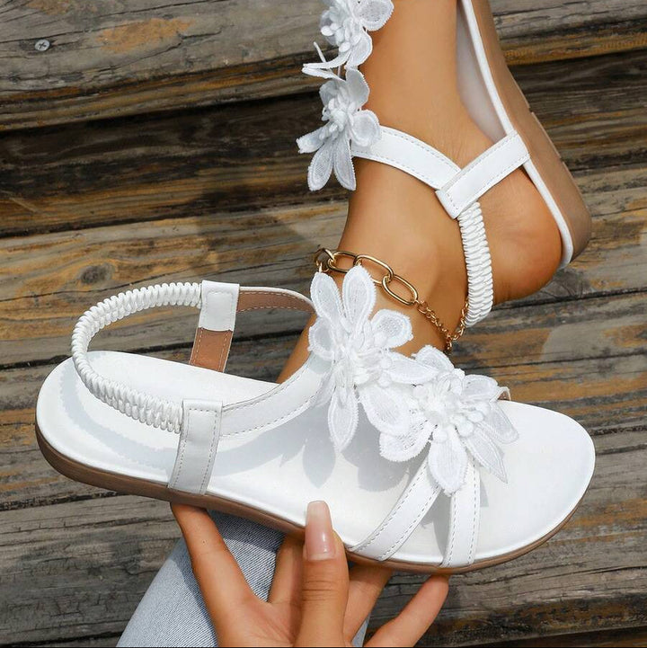 Fiorella | Flower Detail Toe-Ring Sandals