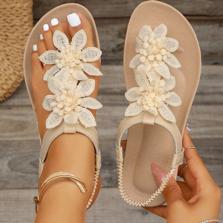Fiorella | Flower Detail Toe-Ring Sandals