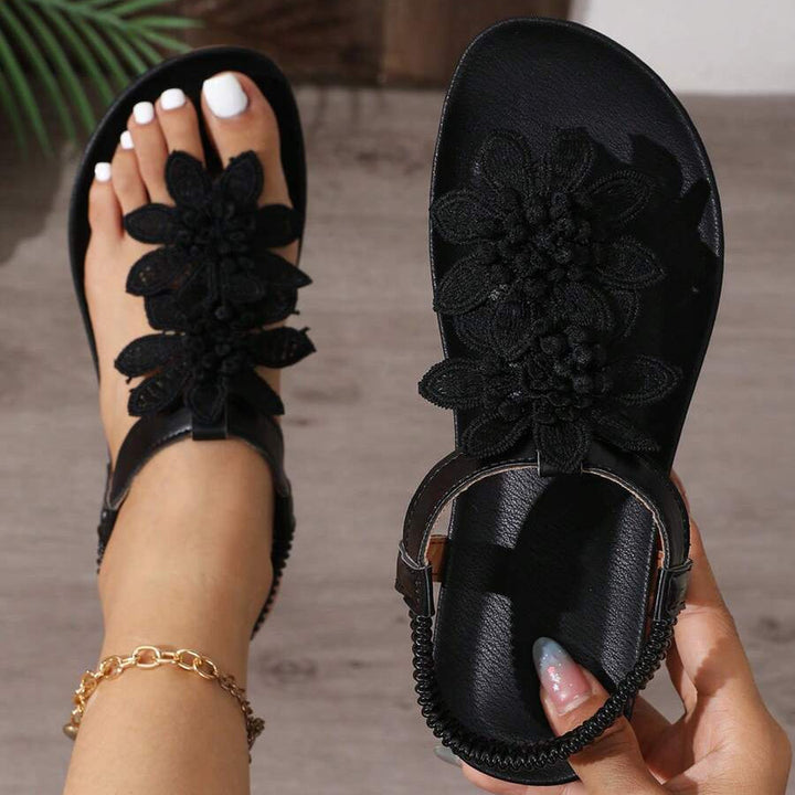 Fiorella | Flower Detail Toe-Ring Sandals