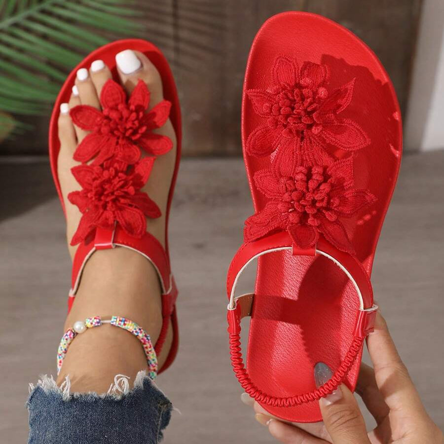 Fiorella | Flower Detail Toe-Ring Sandals