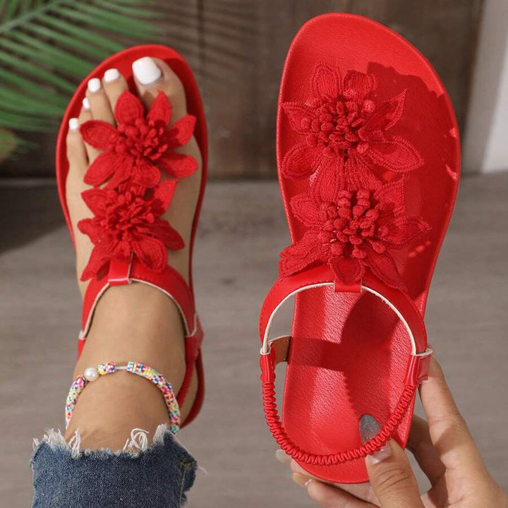 Fiorella | Flower Detail Toe-Ring Sandals