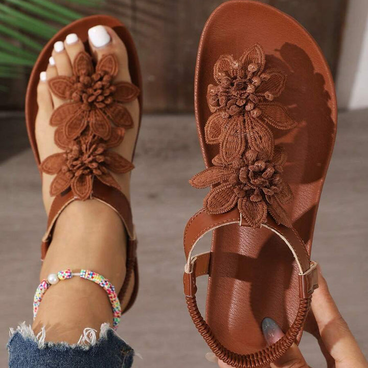 Fiorella | Flower Detail Toe-Ring Sandals