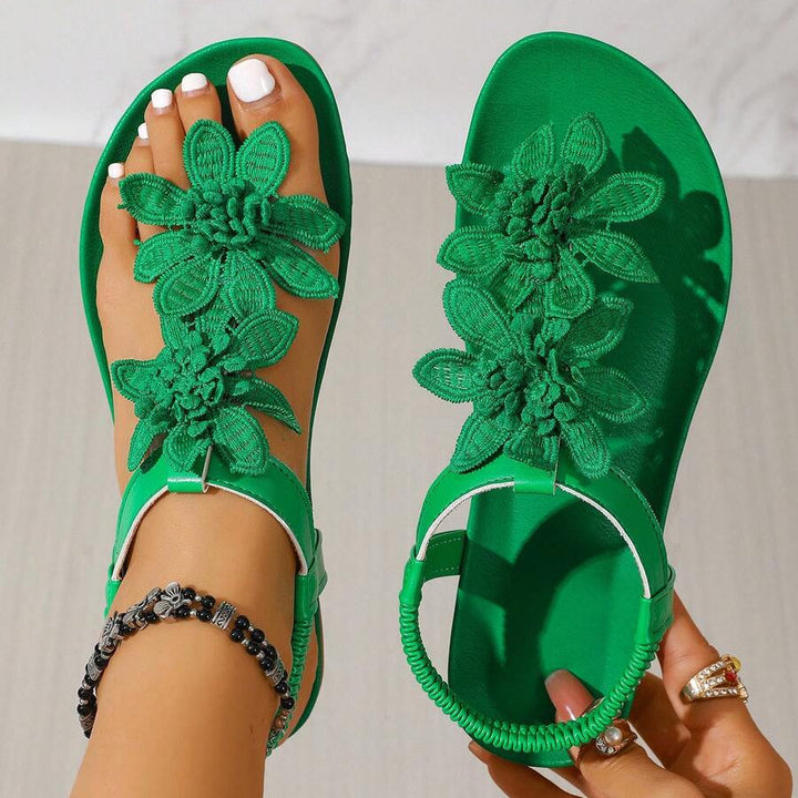 Fiorella | Flower Detail Toe-Ring Sandals