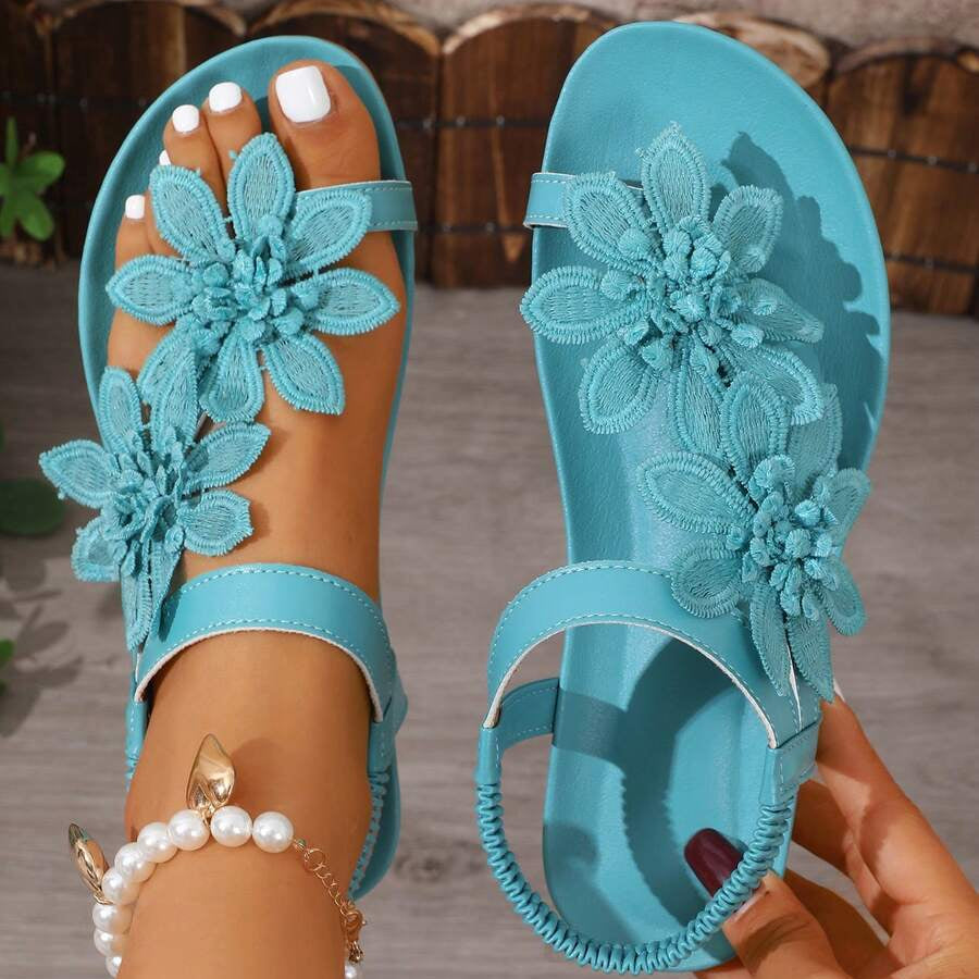 Fiorella | Flower Detail Toe-Ring Sandals