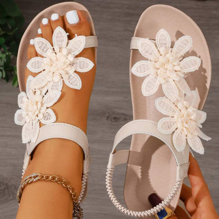 Fiorella | Flower Detail Toe-Ring Sandals