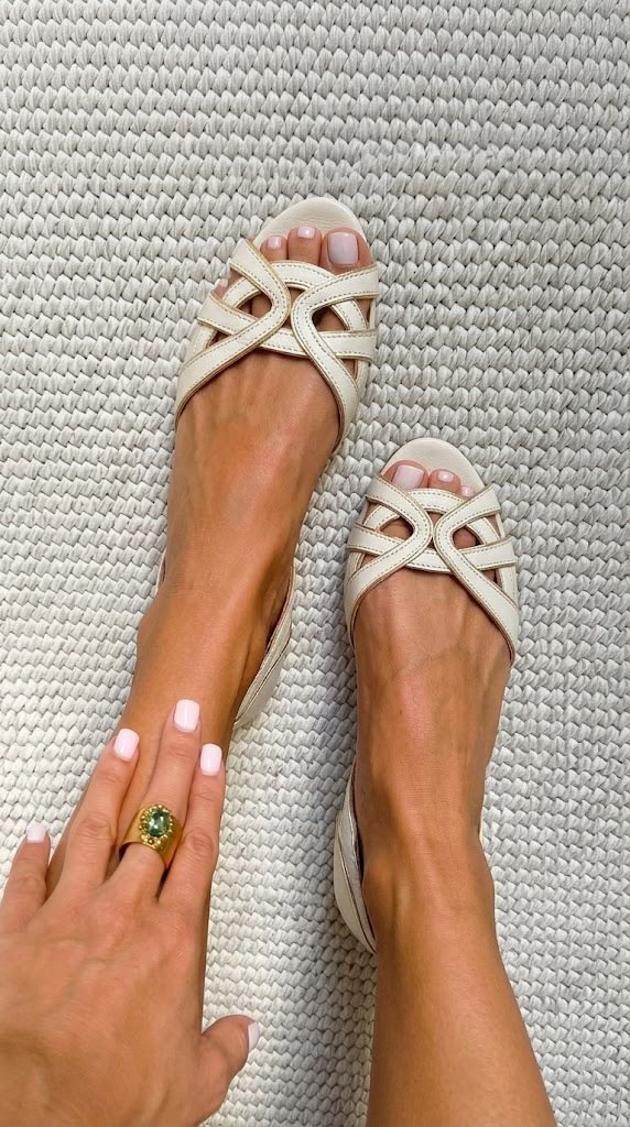 Camilla Cream Flat Sandals