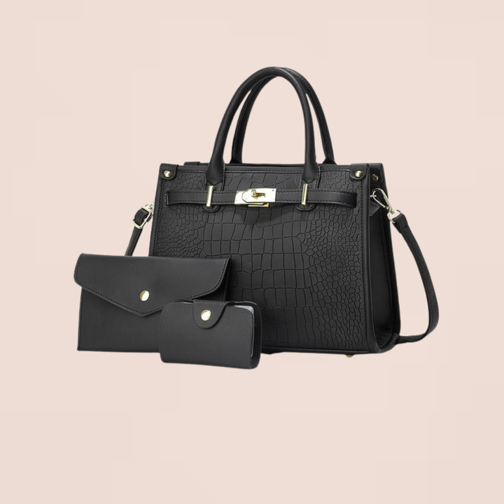 ALENOR™ – Crocodile Embossed Large Capacity Crossbody Handbag Set
