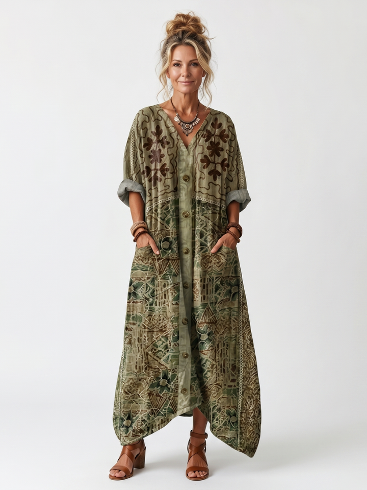 Aleta | Button-Front Oversized Midi Dress