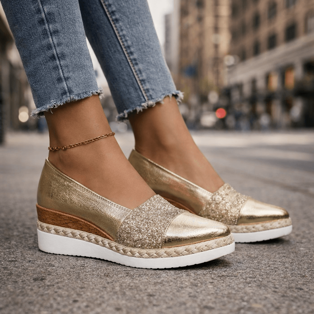 Rita | Glitter Wedge Slip-On Sneakers