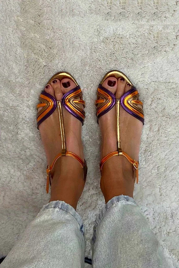 Viviana Sandals T-Bar Mediterranean Colours