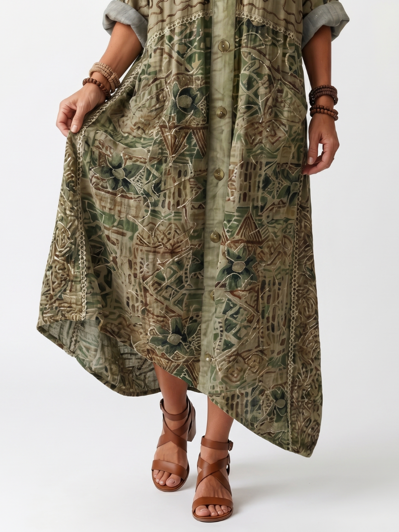 Aleta | Button-Front Oversized Midi Dress