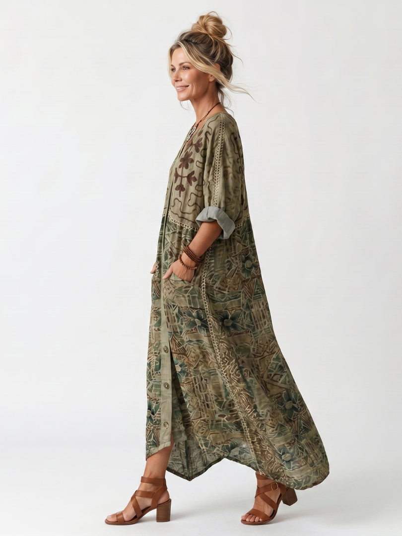 Aleta | Button-Front Oversized Midi Dress