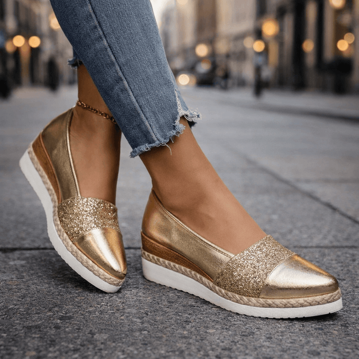 Rita | Glitter Wedge Slip-On Sneakers