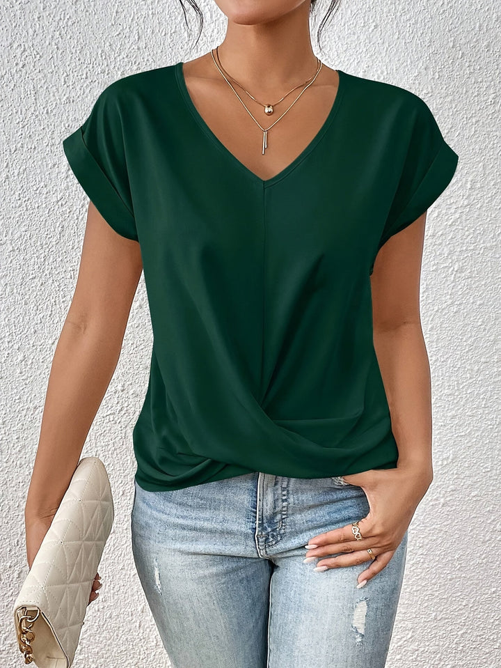 Cleo | Twist-Front V-Neck Top