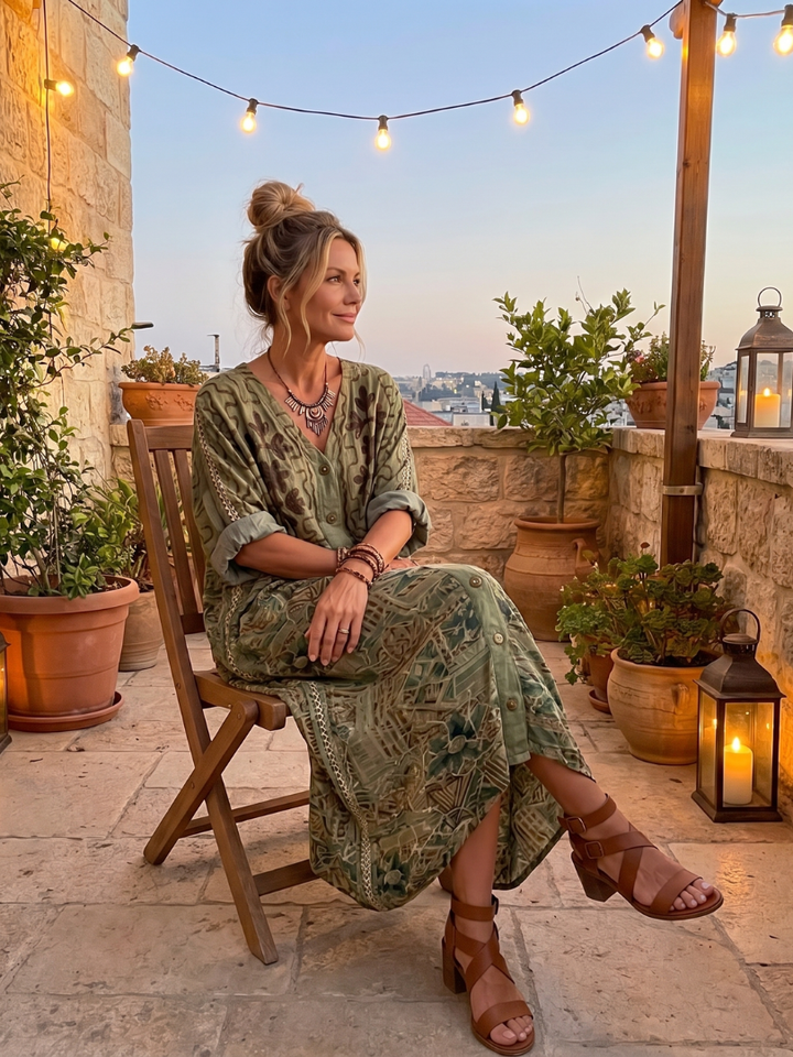 Aleta | Button-Front Oversized Midi Dress