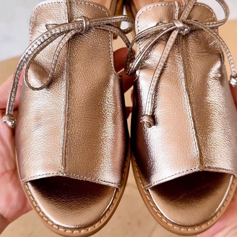 Lilliana | Metallic Bow-Strap Sandals