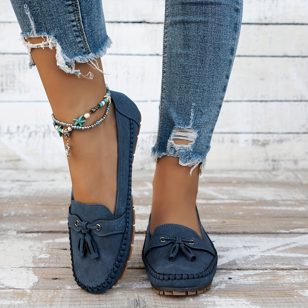 Elise | Tassel Suede Moccasins