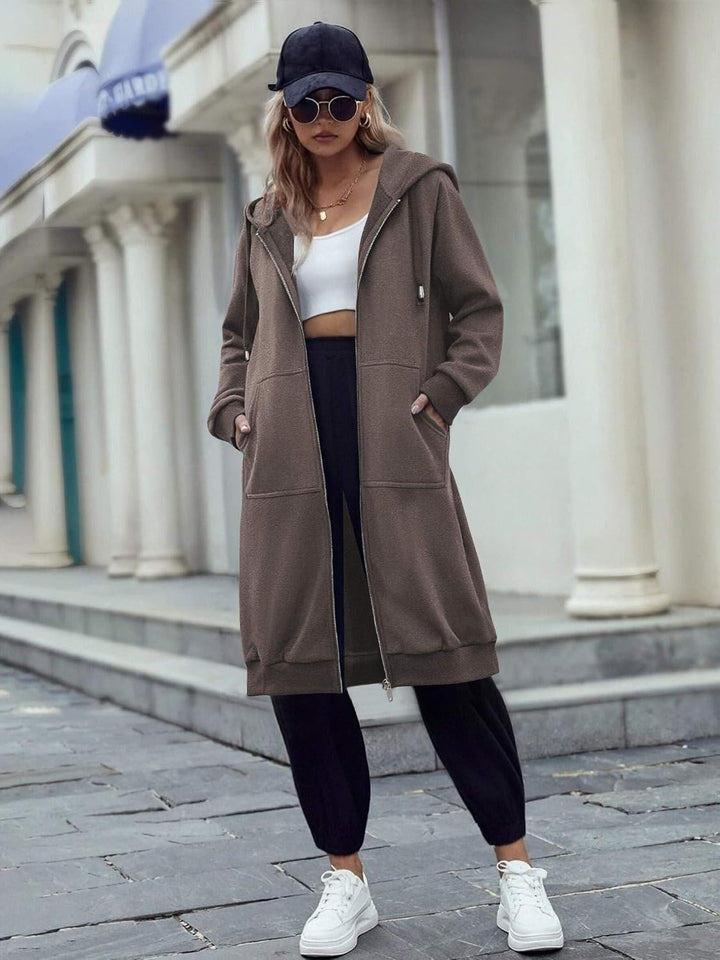 Valerie | Long Hooded Fleece Cardigan