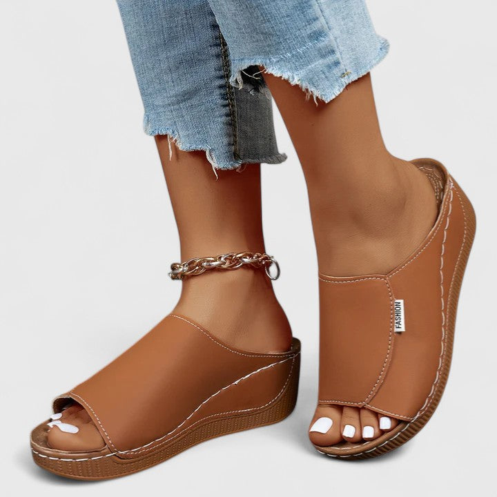 Celestria | Cushioned Wedge Mule Sandals