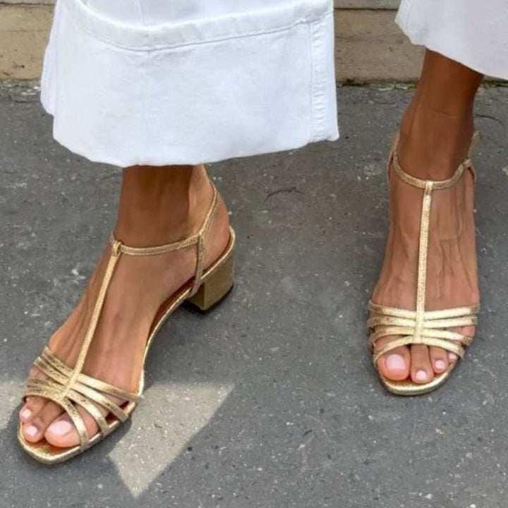 Allegra Gold Heeled Sandals