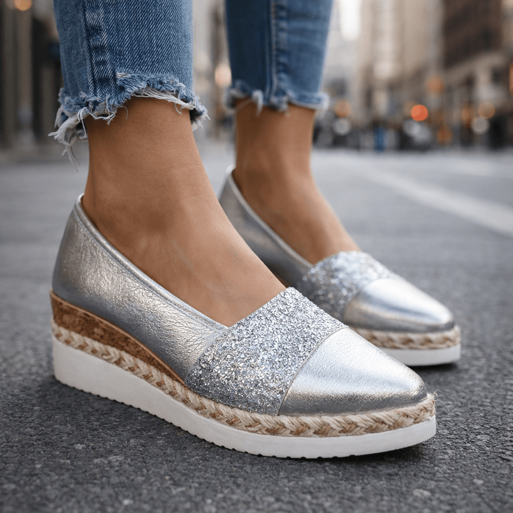 Rita | Glitter Wedge Slip-On Sneakers