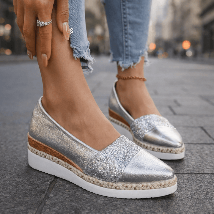 Rita | Glitter Wedge Slip-On Sneakers