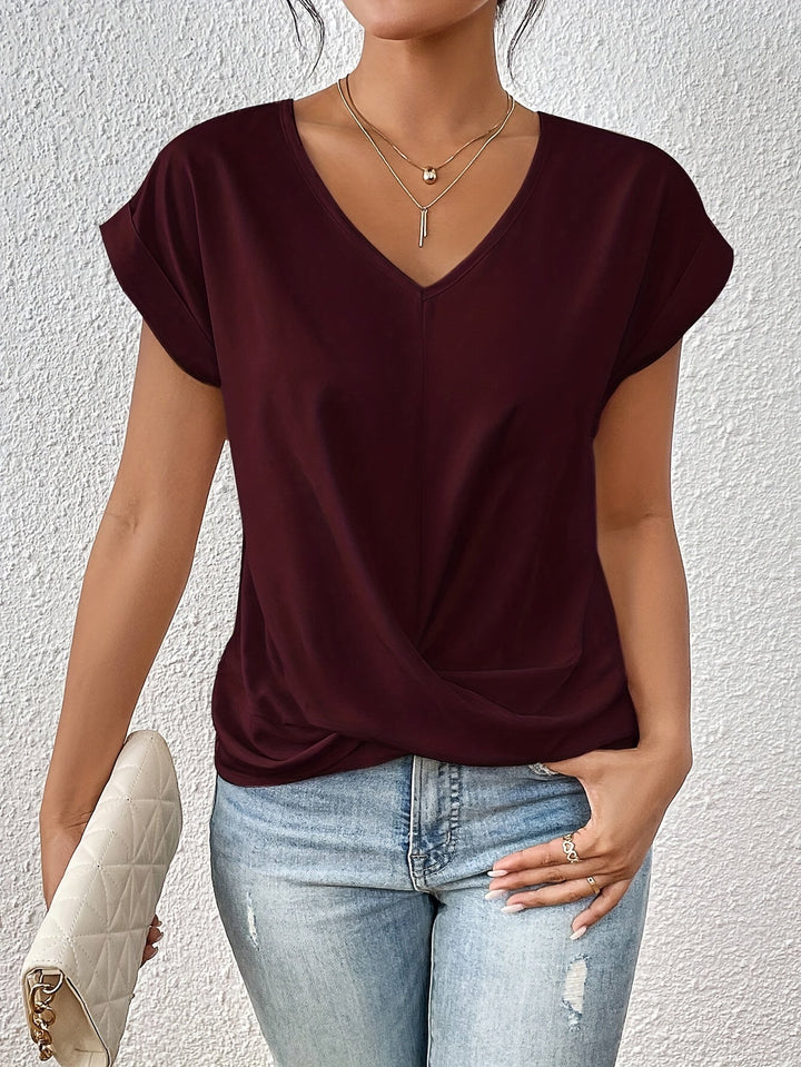 Cleo | Twist-Front V-Neck Top