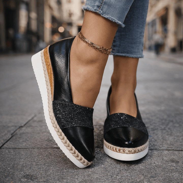Rita | Glitter Wedge Slip-On Sneakers