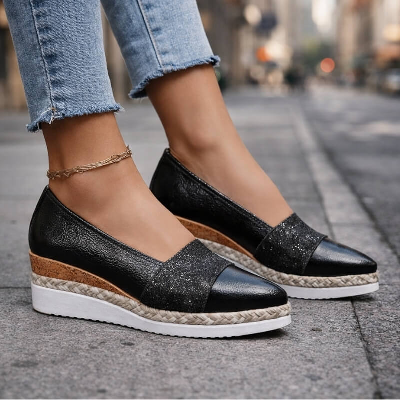 Rita | Glitter Wedge Slip-On Sneakers