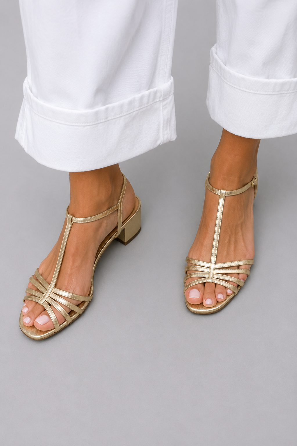Allegra Gold Heeled Sandals
