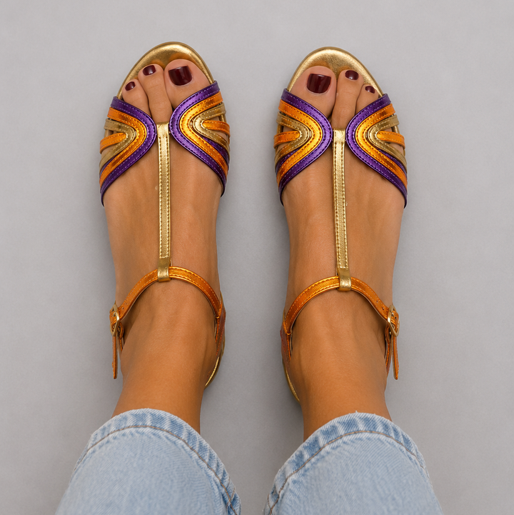 Viviana Sandals T-Bar Mediterranean Colours
