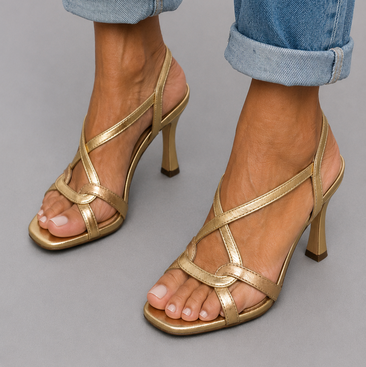Elisabetta Golden Heeled Elegant Sandals