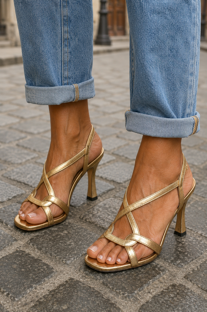 Elisabetta Golden Heeled Elegant Sandals