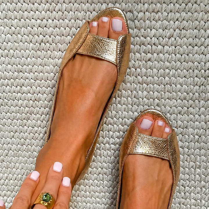 Adelina Gold Sandals Comfort Chic