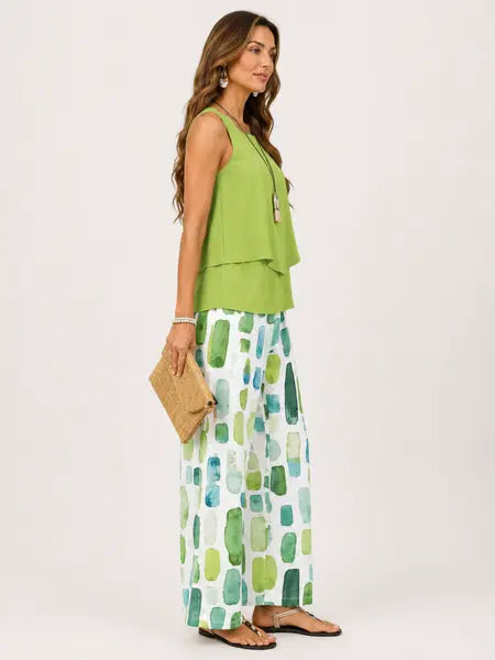Lizzy | Layered Top & Watercolour Trouser Set