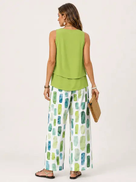 Lizzy | Layered Top & Watercolour Trouser Set