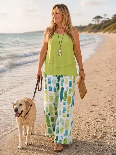 Lizzy | Layered Top & Watercolour Trouser Set