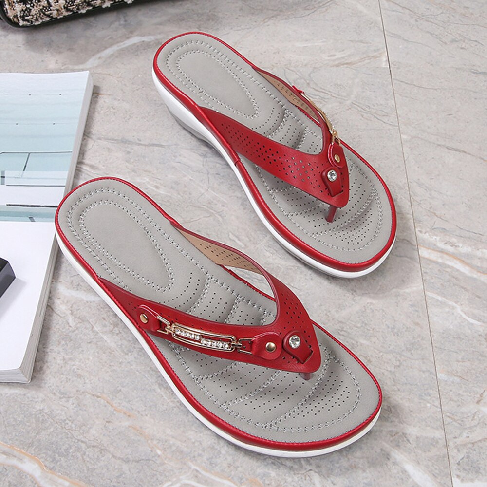 Christabel | Rhinestone Wedge Flip-Flop Sandals