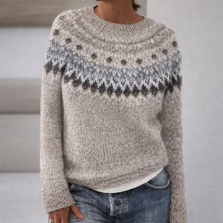 Sofia | Patterned Crewneck Knit Jumper