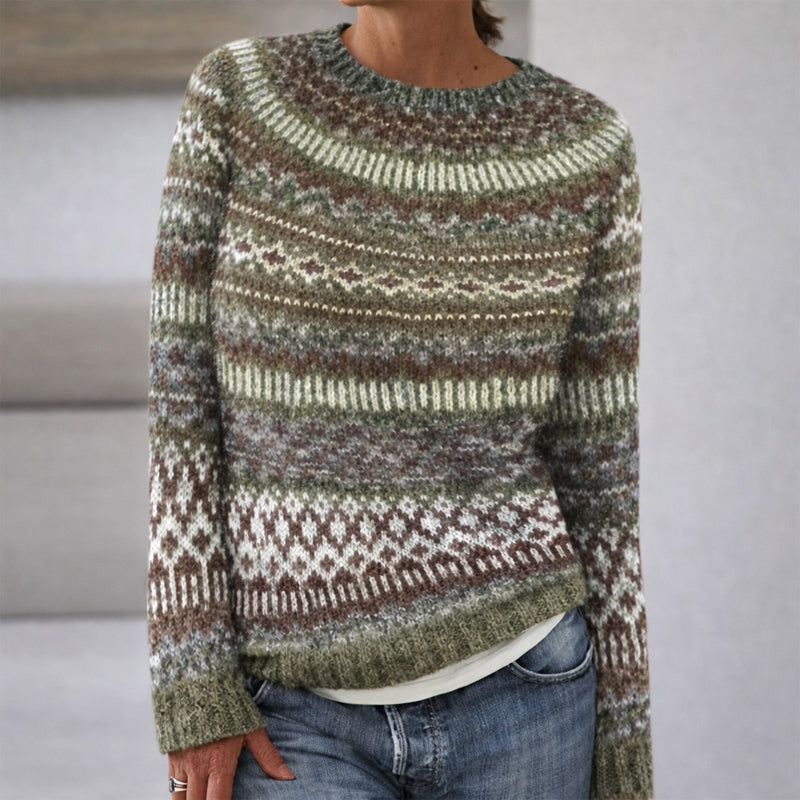 Sofia | Patterned Crewneck Knit Jumper