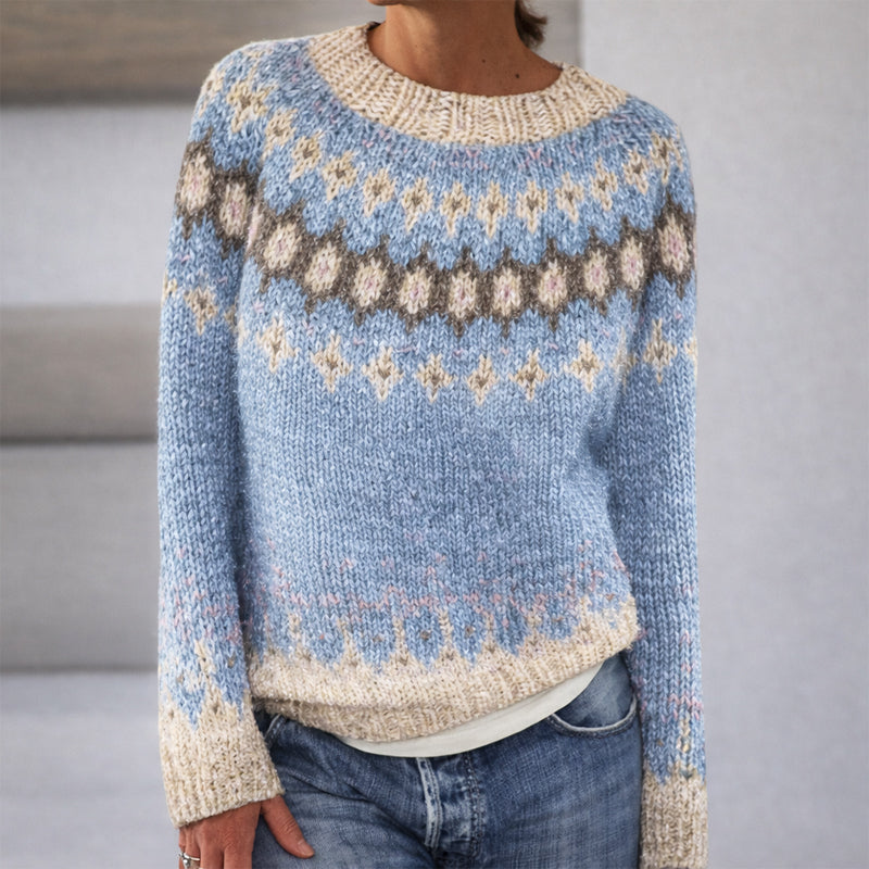 Sofia | Patterned Crewneck Knit Jumper