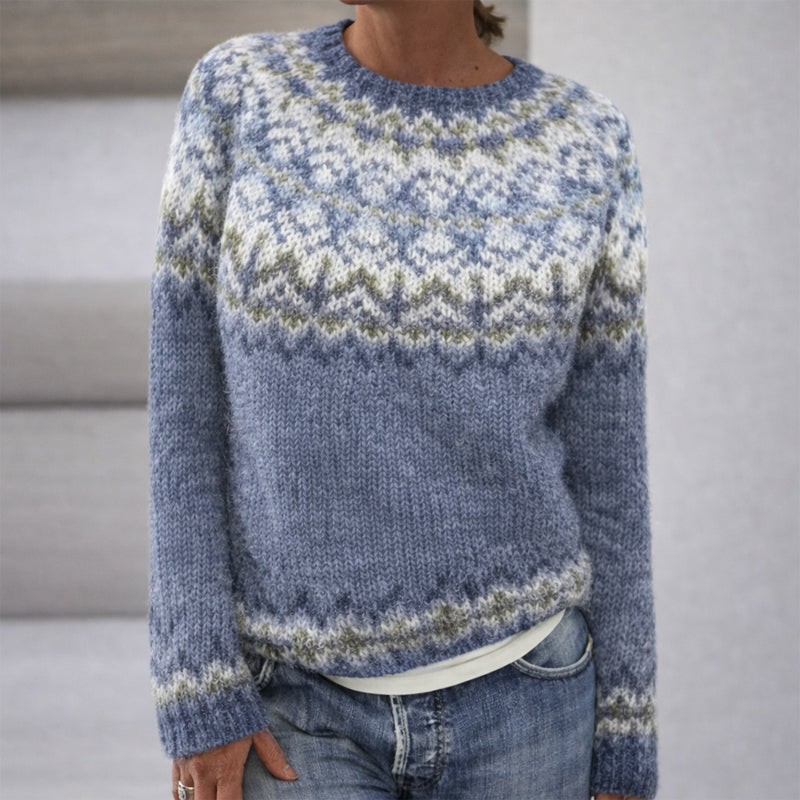 Sofia | Patterned Crewneck Knit Jumper