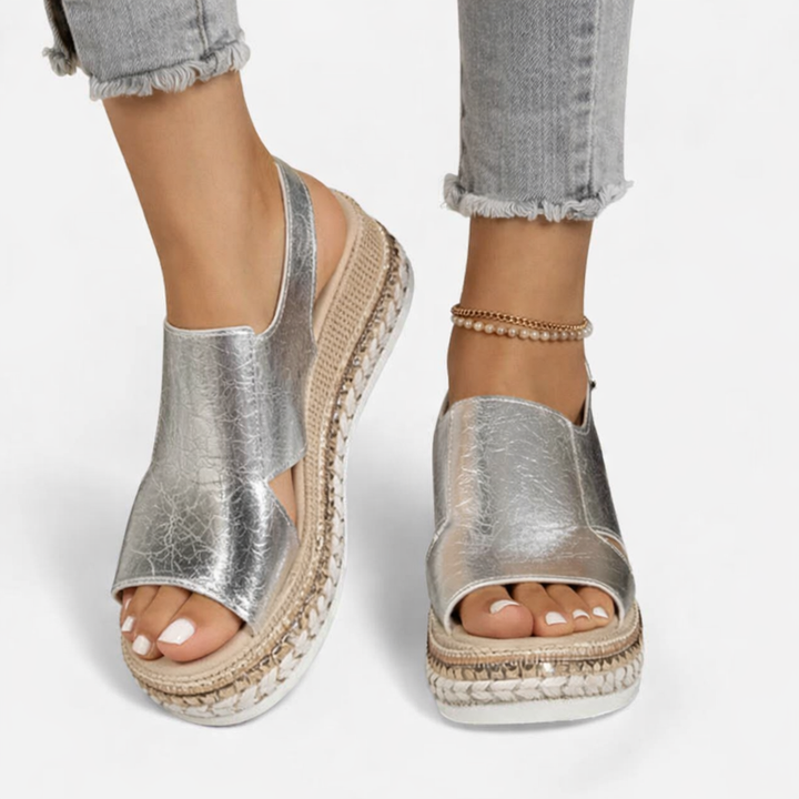 Stella | Metallic Espadrille Wedge Sandals