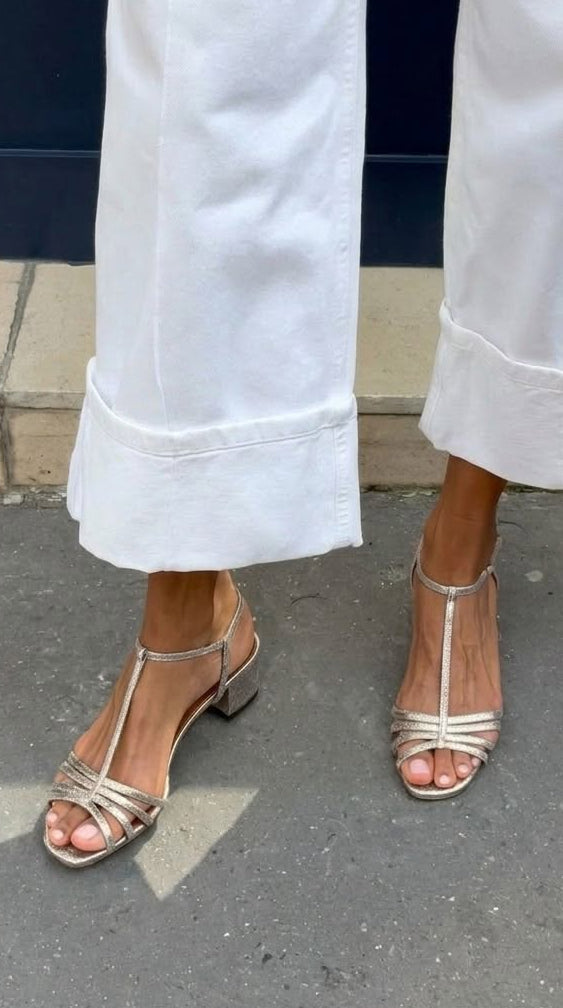 Allegra Gold Heeled Sandals