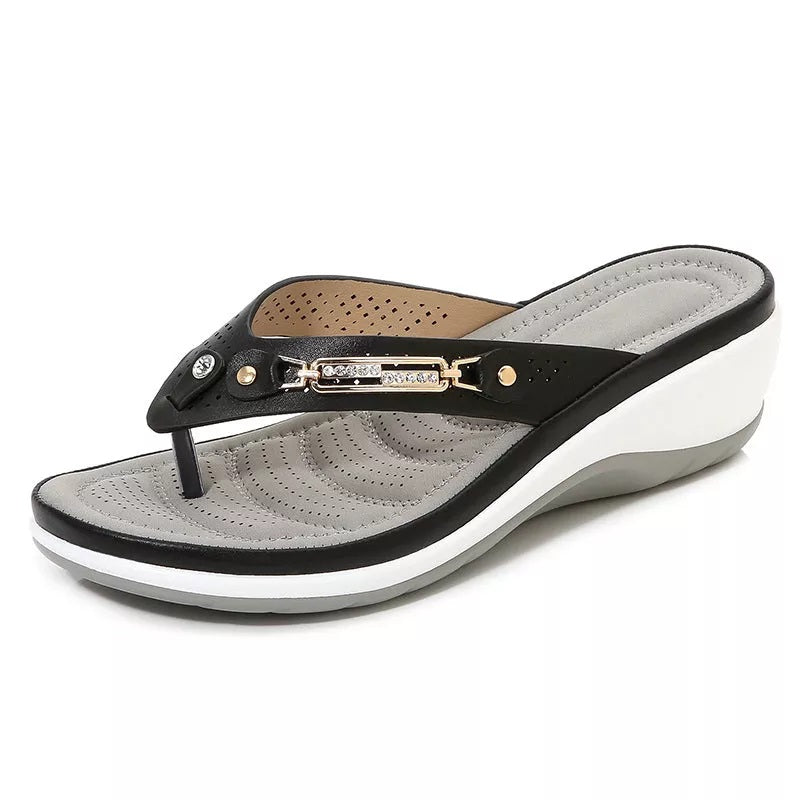 Christabel | Rhinestone Wedge Flip-Flop Sandals