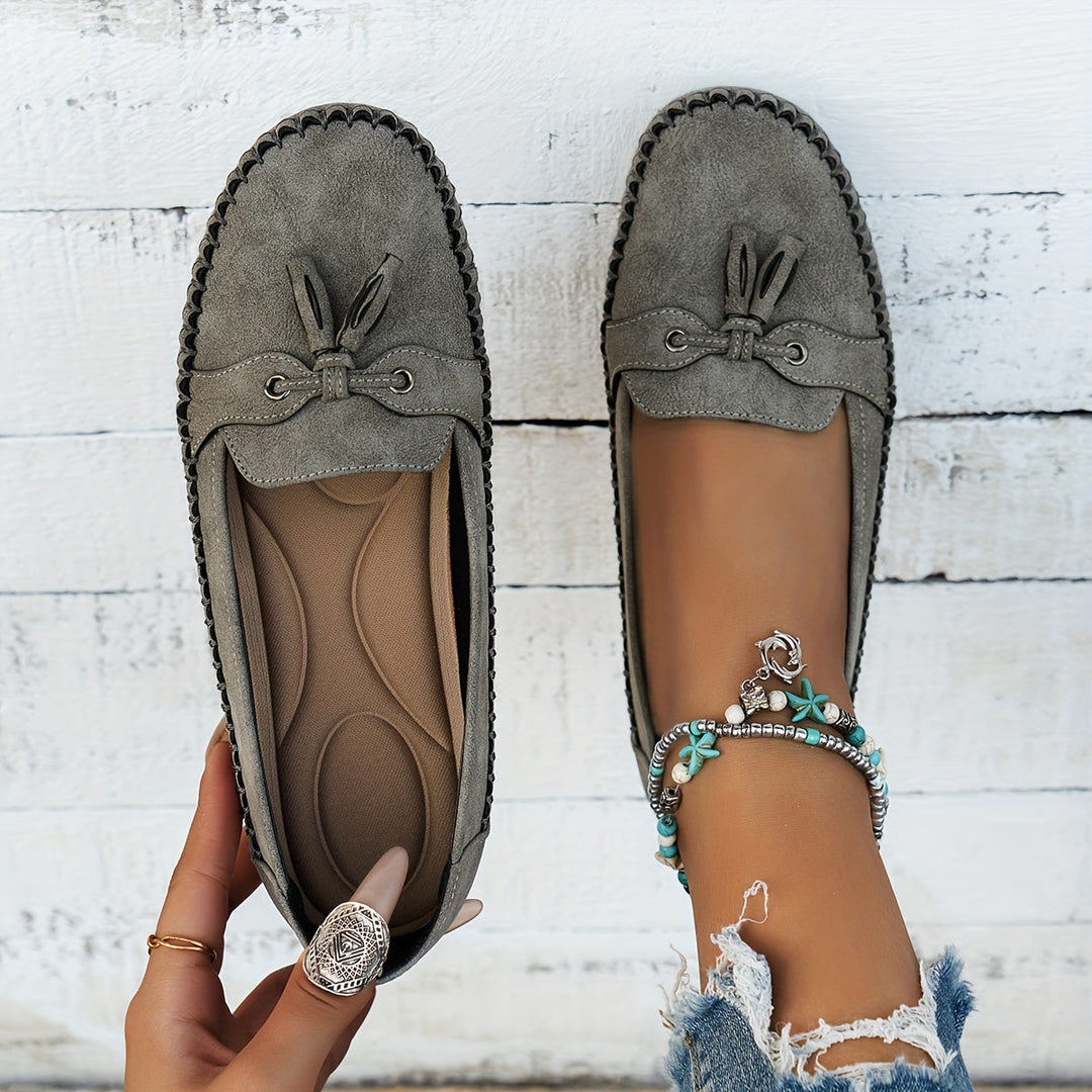 Elise | Tassel Suede Moccasins